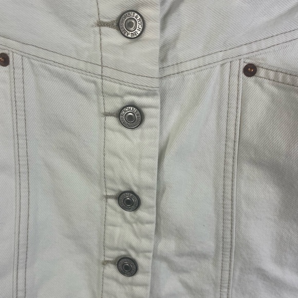 Abercrombie & Fitch White Denim Button Down Mini Natural Rise Skirt 27/4 Women - Picture 5 of 6